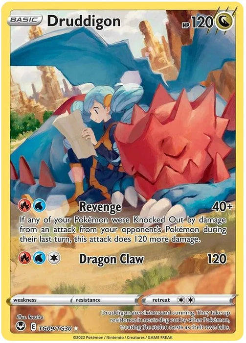 Druddigon TG09/TG30 Rare Holo Pokemon Card (Silver Tempest Trainer Gallery)