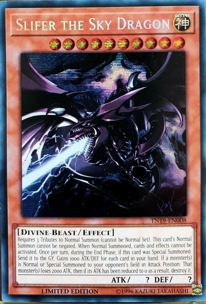 strongest number card yugioh TN19-EN008 Slifer the Sky Dragon Prismatic Secret Rare Limited Edition —  Titan Cards Ltd