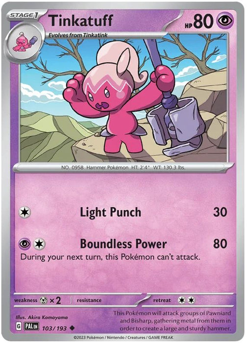 Tinkatuff 103/193 Uncommon Reverse Holo Pokemon Card (SV2 Paldea Evolved)