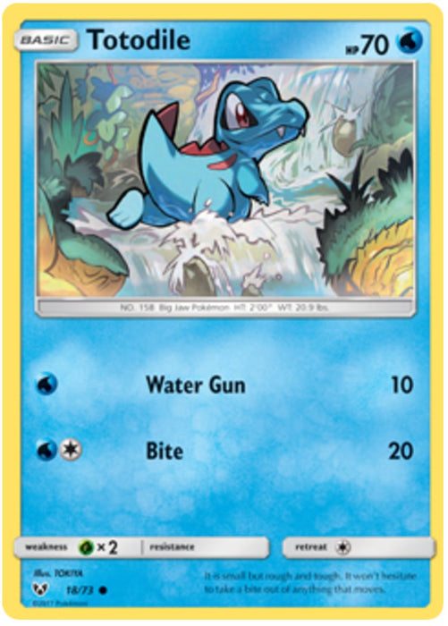 Totodile 18/73 Common Reverse Holo Pokemon Card (Shining Legends)