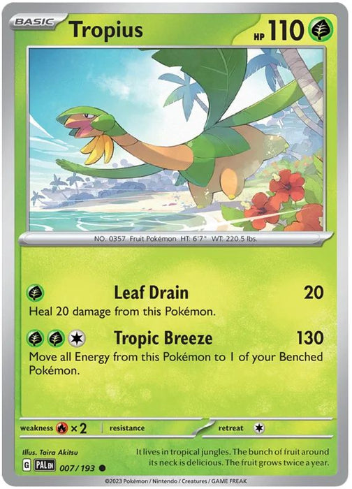 Tropius 007/193 Common Pokemon Card (SV2 Paldea Evolved)