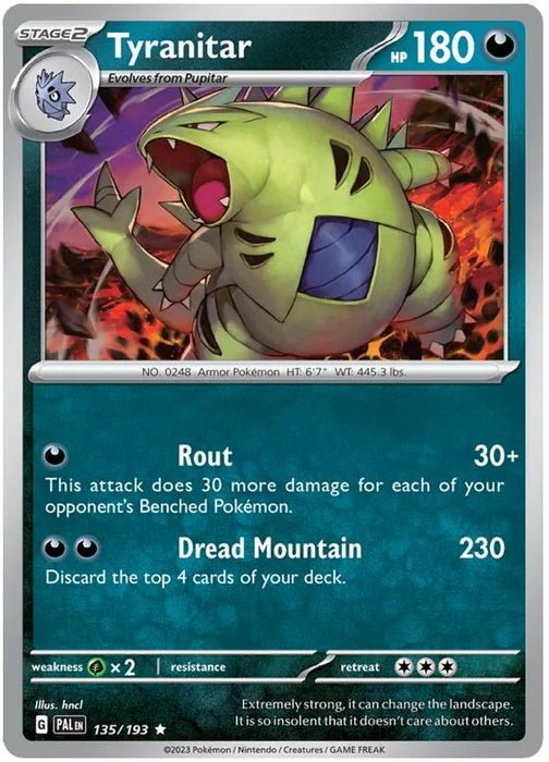 Tyranitar 135/193 Rare Pokemon Card (SV2 Paldea Evolved)