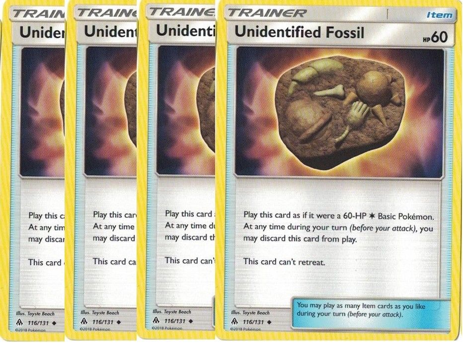 Unidentified Fossil 116/131 Item Card Playset x4 Cards (Forbidden Light)