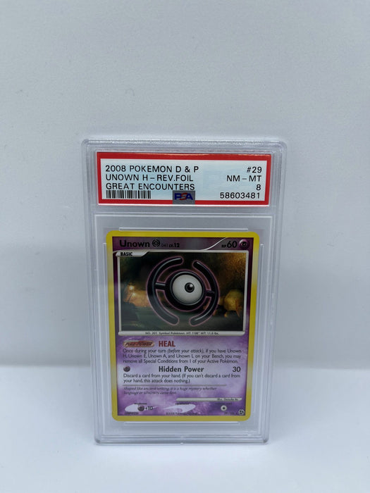 Unown 29/106 PSA 8 Graded Rare Pokemon Card (2008 Pokemon D & P)