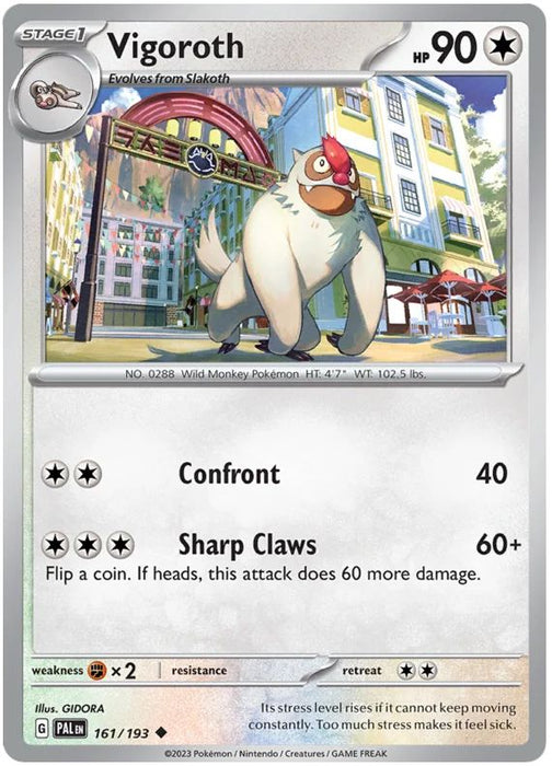 Vigoroth 161/193 Uncommon Pokemon Card (SV2 Paldea Evolved)