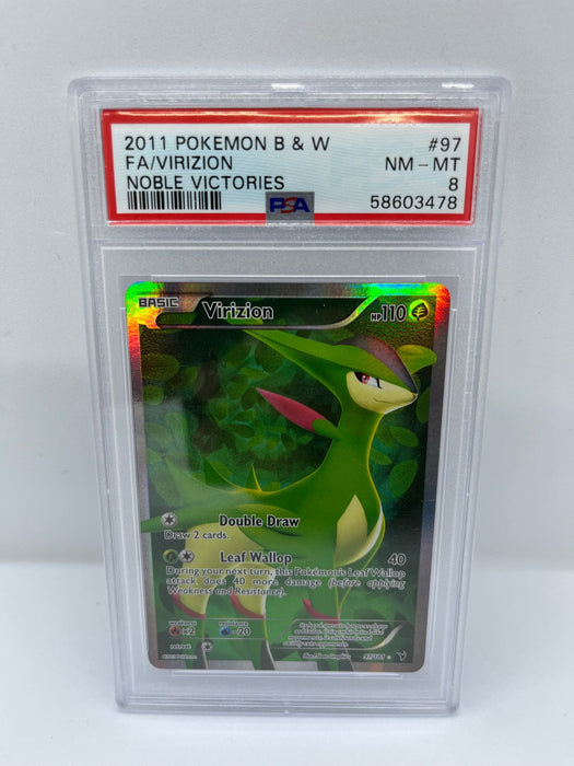 Virizion 97/101 PSA 8 Graded Rare Pokemon Card (2011 Pokemon B & W - Noble Victories)