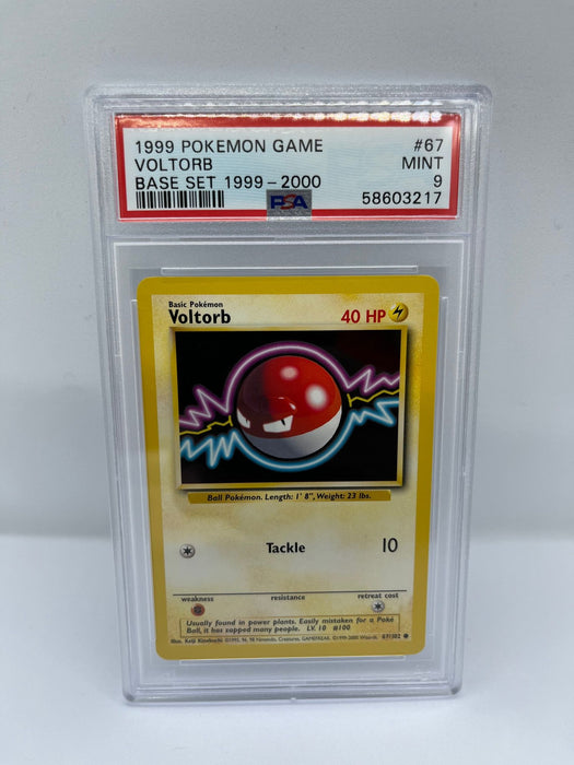 Voltorb 67/102 PSA 9 Graded Common Pokemon Card (1999 Pokemon Game)