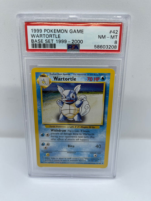 Wartortle 42/102 PSA 8 Graded Uncommon Pokemon Card (1999 Pokemon Game)
