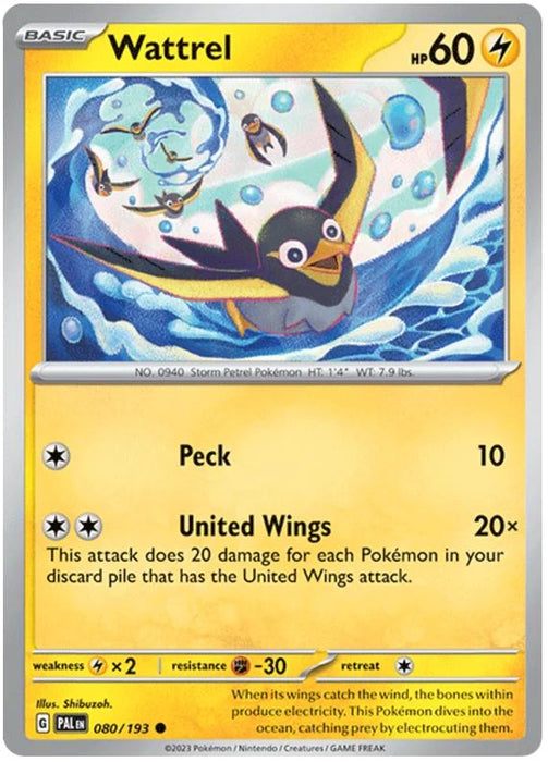 Wattrel 080/193 Common Pokemon Card (SV2 Paldea Evolved)