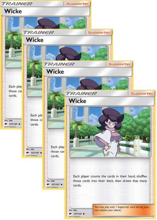 Wicke 127/147 Trainer Card Playset x4 Cards (Burning Shadows)