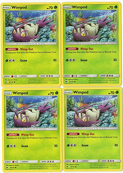 Wimpod 16/147 Pokemon Card Playset x4 Cards (Burning Shadows)