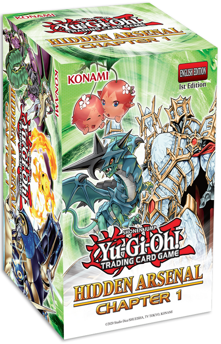 YGO TCG Hidden Arsenal: Chapter 1 Box including 2 boosters, a secret rare and a dice