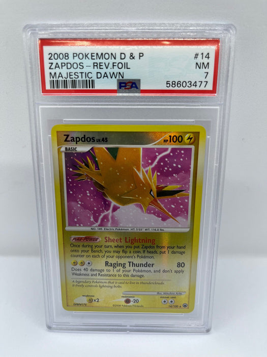 Zapdos 14/100 PSA 7 Graded Rare Pokemon Card (2008 Pokemon D & P)