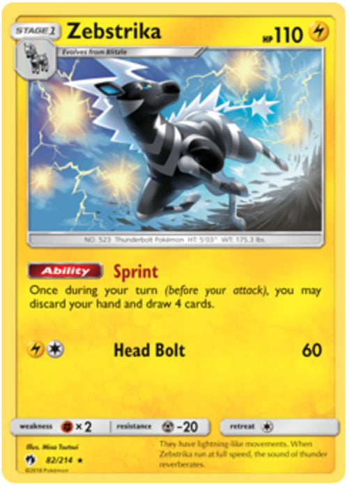 Zebstrika 82/214 Rare Pokemon Card (Lost Thunder)