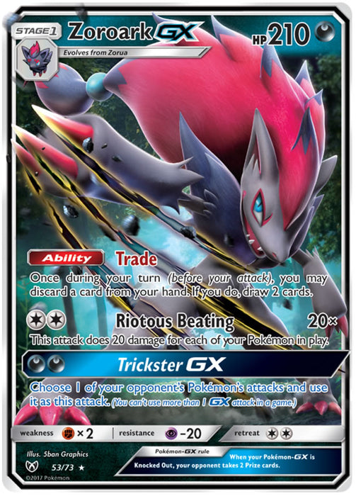 Zoroark GX 53/73 Ultra Rare Pokemon Card (Shining Legends)