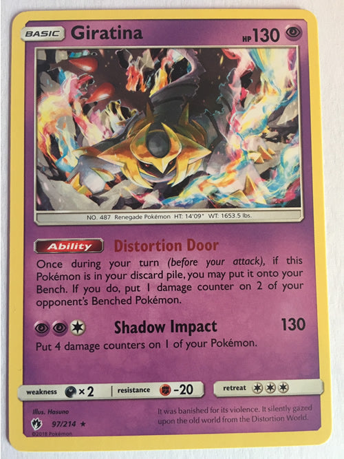 Giratina 97/214 Rare Non-Holo Pokemon Card (SM Lost Thunder)